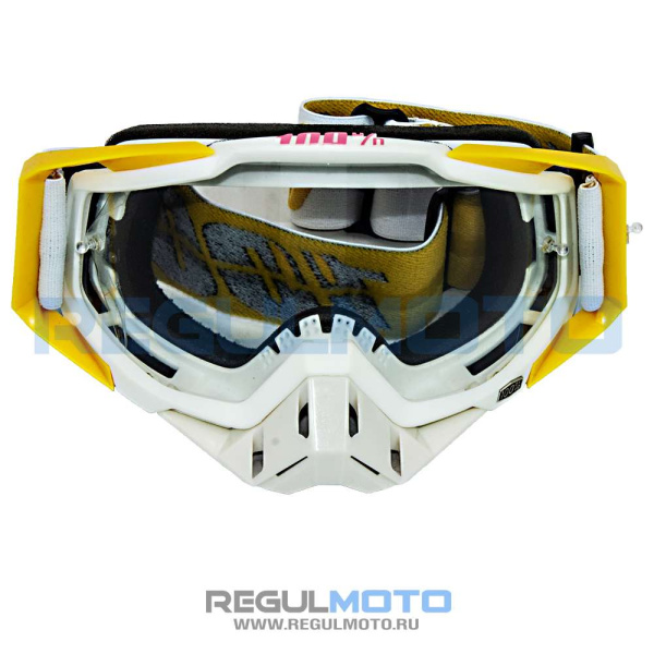 Очки 100% RACECRAFT белый/чёрный/зелёный | Мототека